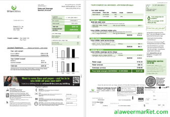 Australia Urban Utilities Word and Pdf business utility bill template 2 pages